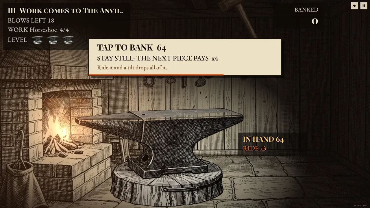 The bank-or-ride choice between pieces