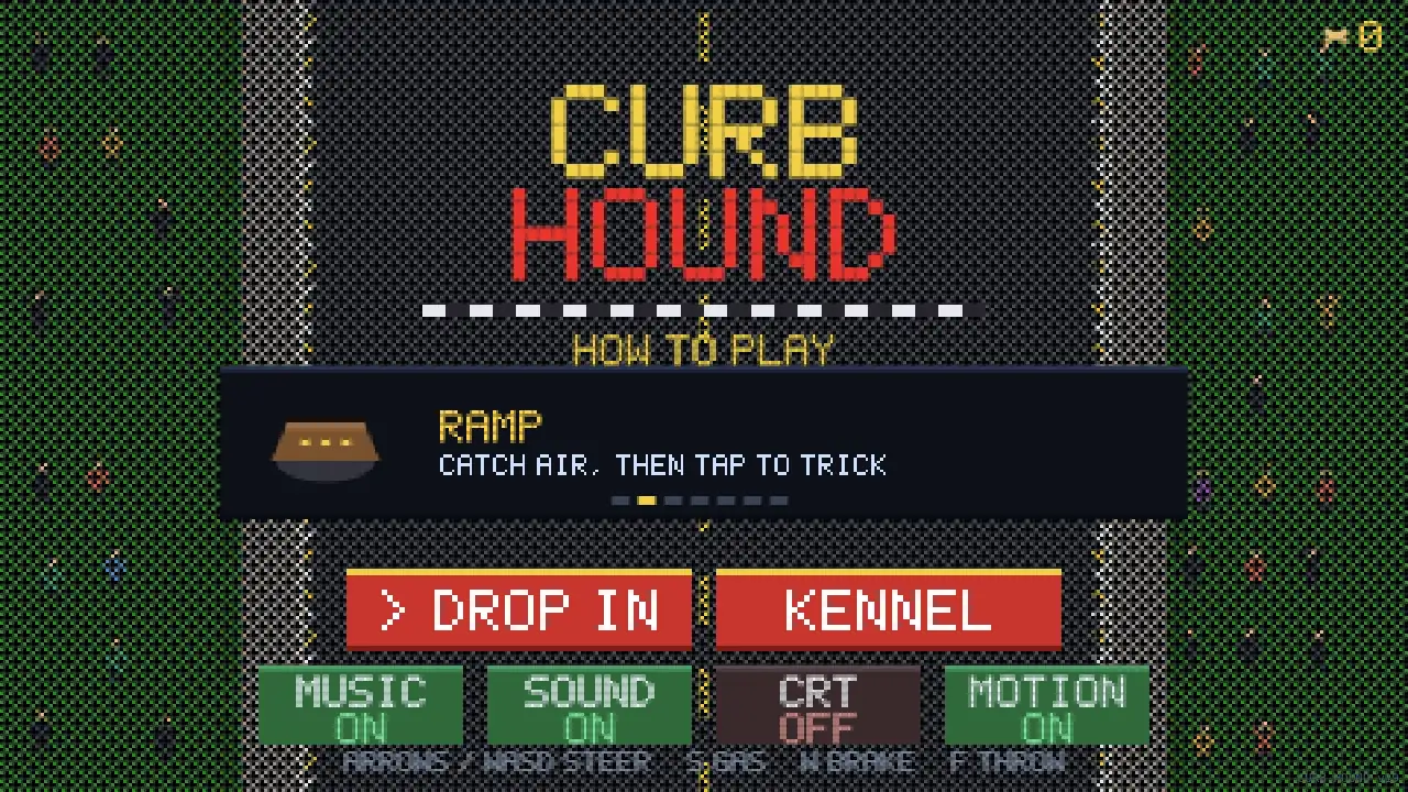 The title screen and menu