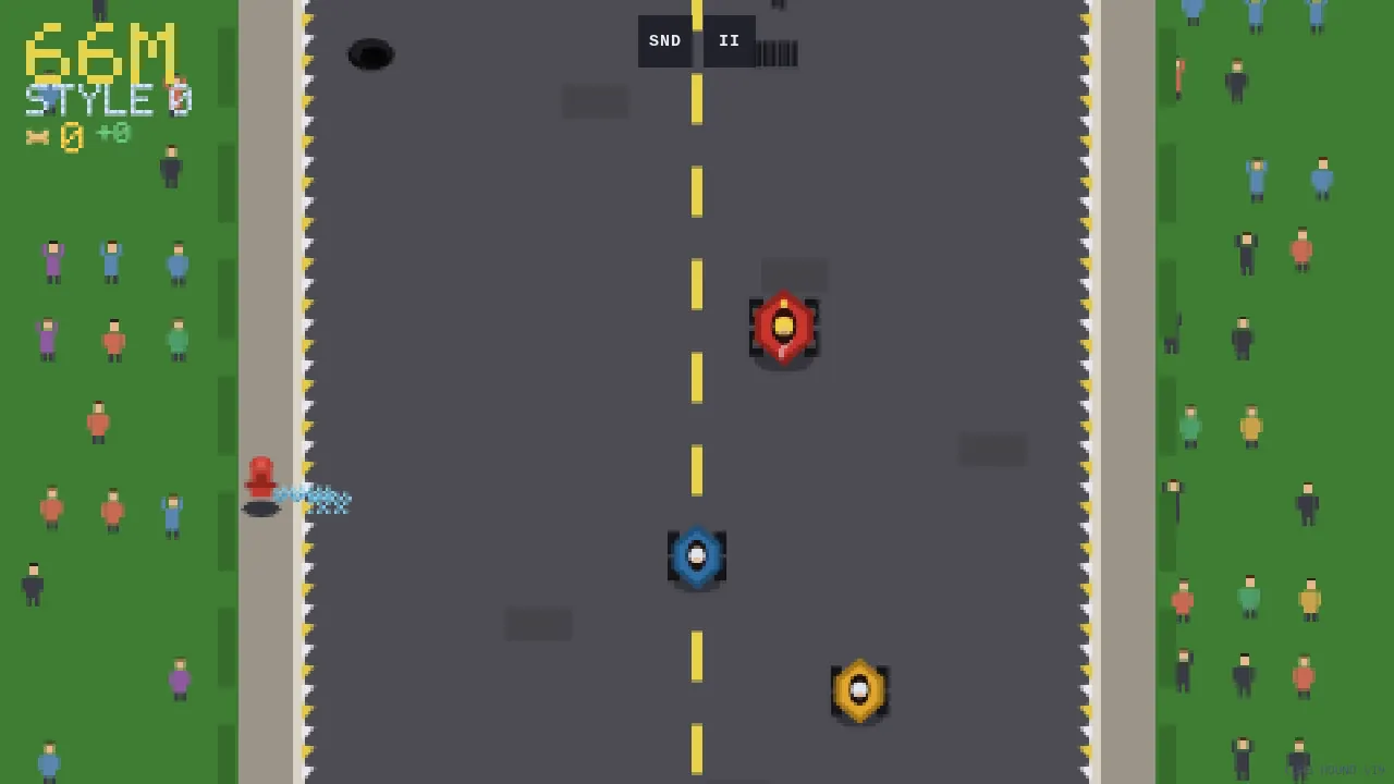 Racing cart 7 against two rivals down the street