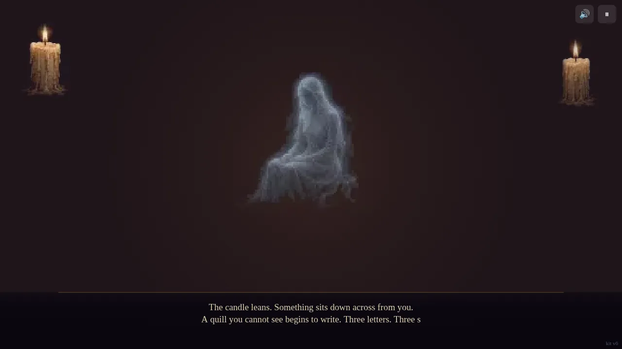 The apparition sits down across the table